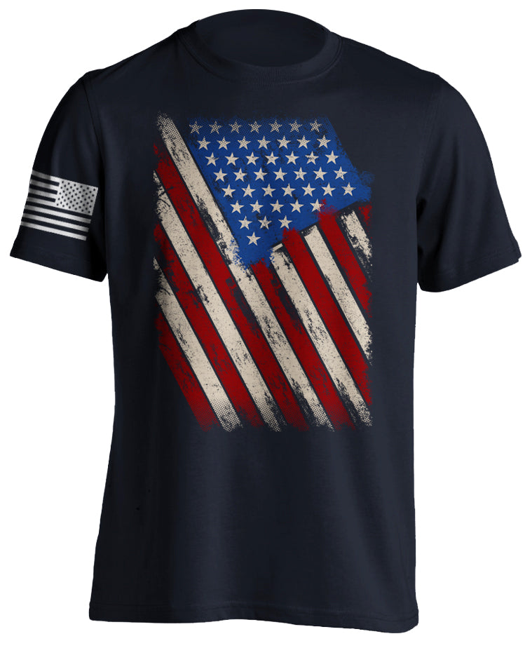 American Patriotic Flag Distressed Grunge T-Shirt Move Forward Military Patriotism Tactical Grind
