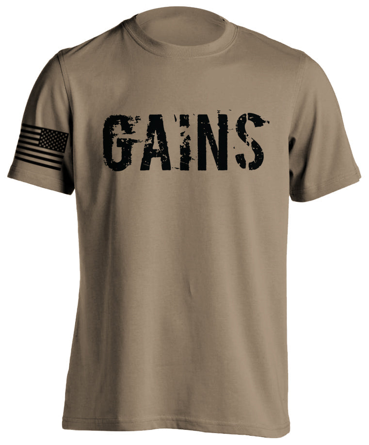 Gains Bodybuilding Fitness T-Shirt Move Forward US Flag Tactical Grind