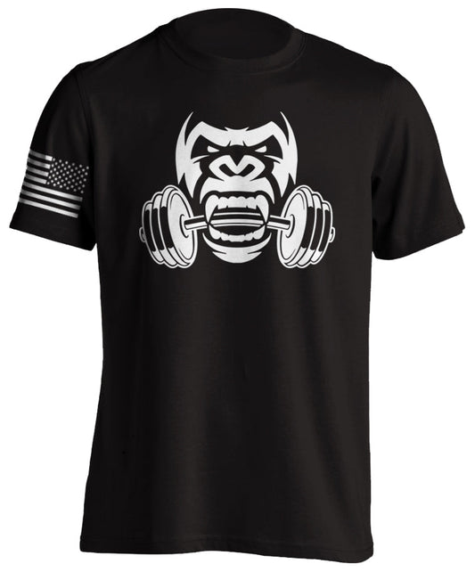 Gorilla Beast Mode Fitness Short-Sleeve T-Shirt Gym Bodybuilding US Flag MMA Motivational Tactical Grind