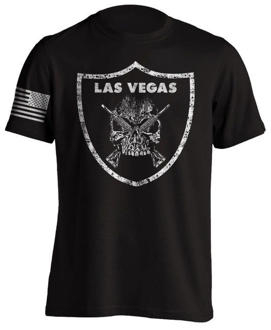 Las Vegas Raiders Military Style Skull Grunge Distressed Short-Sleeve T-Shirt Gym Biker Tactical Grind