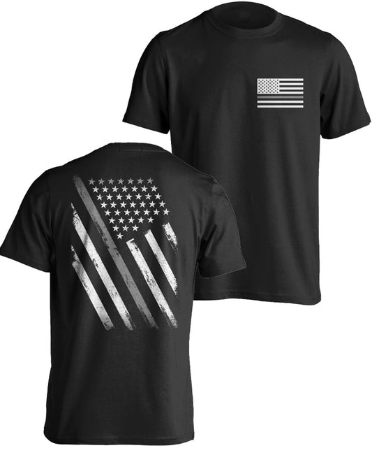 Thin Grey Line Correctional Officers Honor Men's T-Shirt Front Back US Flag Patriotic Tactical Grind