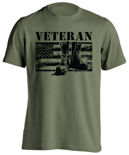 United States of America Veteran Men's T-shirt Military Patriotic US Flag Honorable Vet Tactical Grind