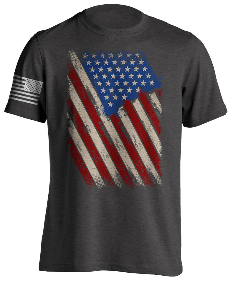 American Patriotic Flag Distressed Grunge T-Shirt Move Forward Military Patriotism Tactical Grind