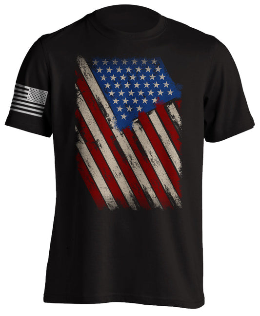 American Patriotic Flag Distressed Grunge T-Shirt Move Forward Military Patriotism Tactical Grind