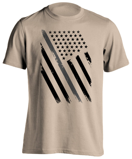 Correctional Officers Tactical Thin Grey Line Prison Guard T-Shirt Sand Color US Flag Distressed Tactical Grind