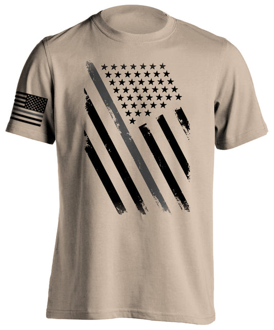 Correctional Officers Tactical Thin Grey Line Prison Guard T-Shirt Sand Color US Flag Right Sleeve Tactical Grind