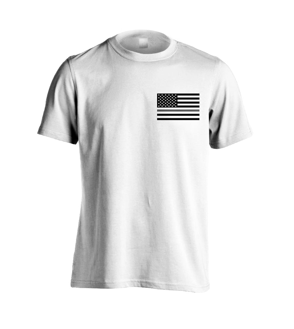 Correctional Officers Tactical Thin Grey Line Prison Guard T-Shirt White Color Shirt US Flag Distressed Tactical Grind