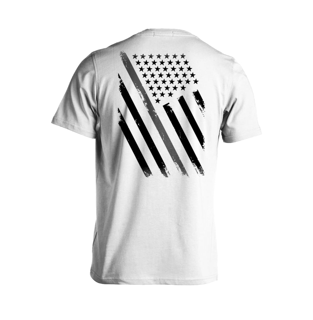 Correctional Officers Tactical Thin Grey Line Prison Guard T-Shirt White Color Shirt US Flag Distressed Tactical Grind