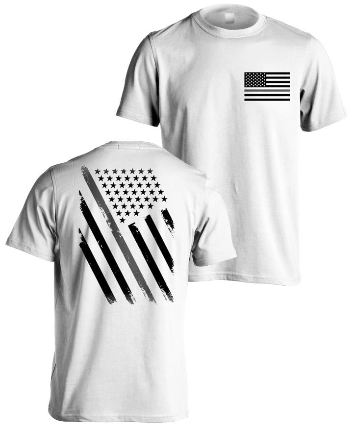 Correctional Officers Tactical Thin Grey Line Prison Guard T-Shirt White Color Shirt US Flag Distressed Tactical Grind