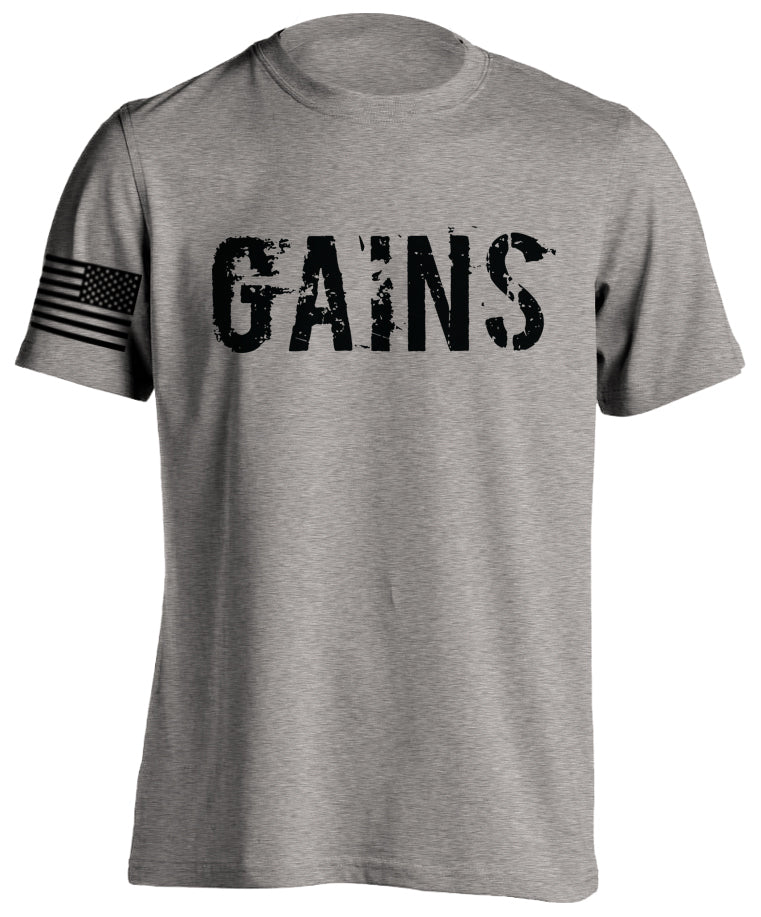 Gains Bodybuilding Fitness T-Shirt Move Forward US Flag Tactical Grind