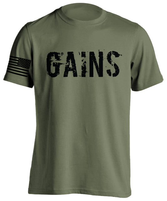 Gains Bodybuilding Fitness T-Shirt Move Forward US Flag Tactical Grind