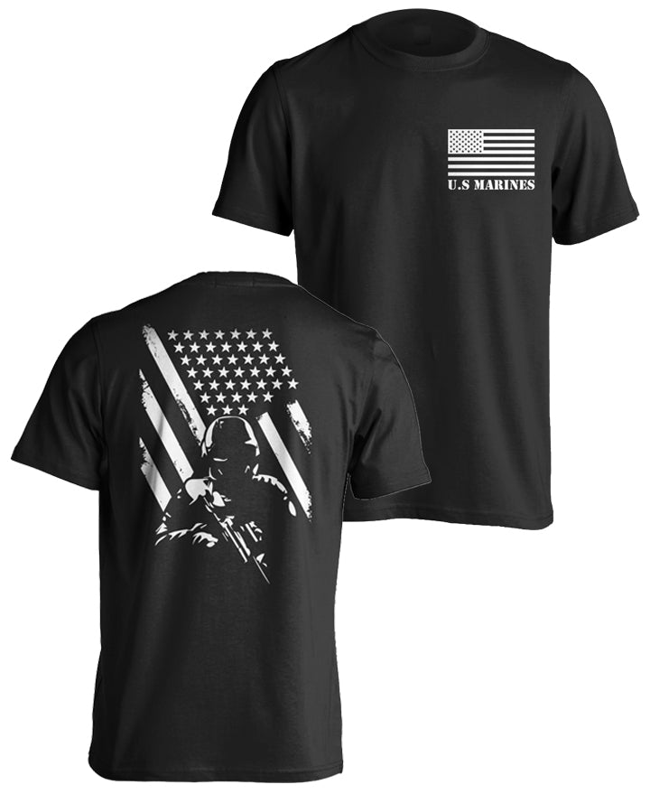 U.S Marines USA Flag Soldier T-Shirt