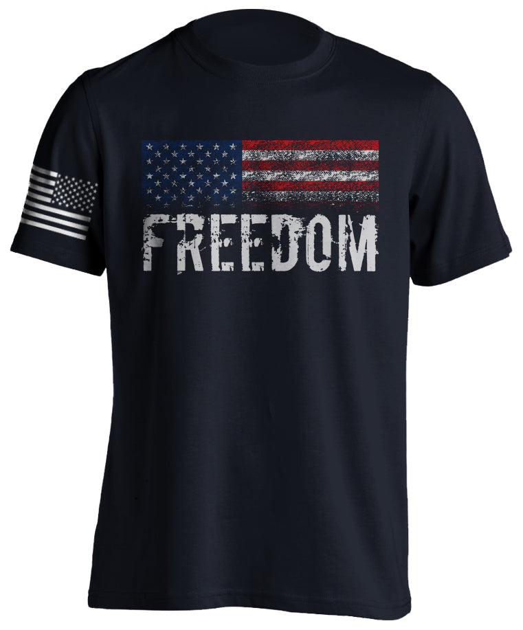 Patriotic American Freedom T-Shirt USA Proud American US Flag Distressed Tactical Grind