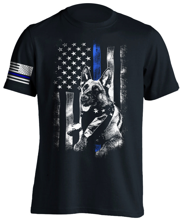 Police K-9 Unit T-Shirt First Reponders Police Dog Thin Blue Line Tactical Grind