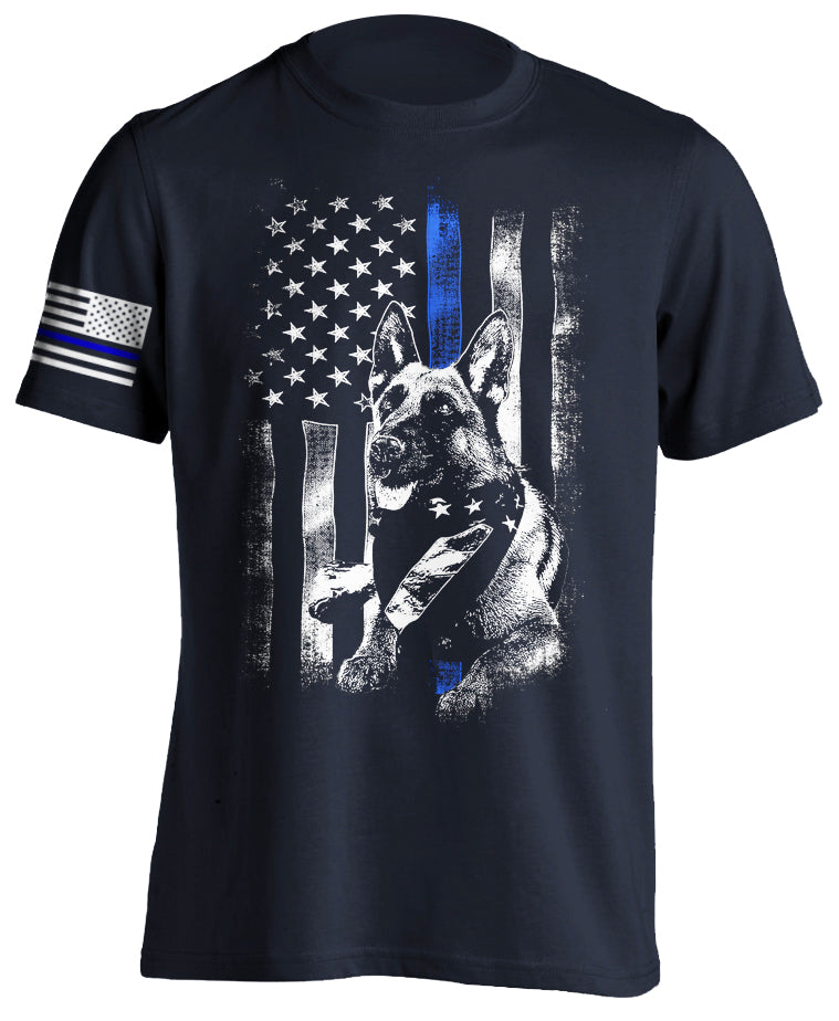 Police K-9 Unit T-Shirt First Reponders Police Dog Thin Blue Line Tactical Grind