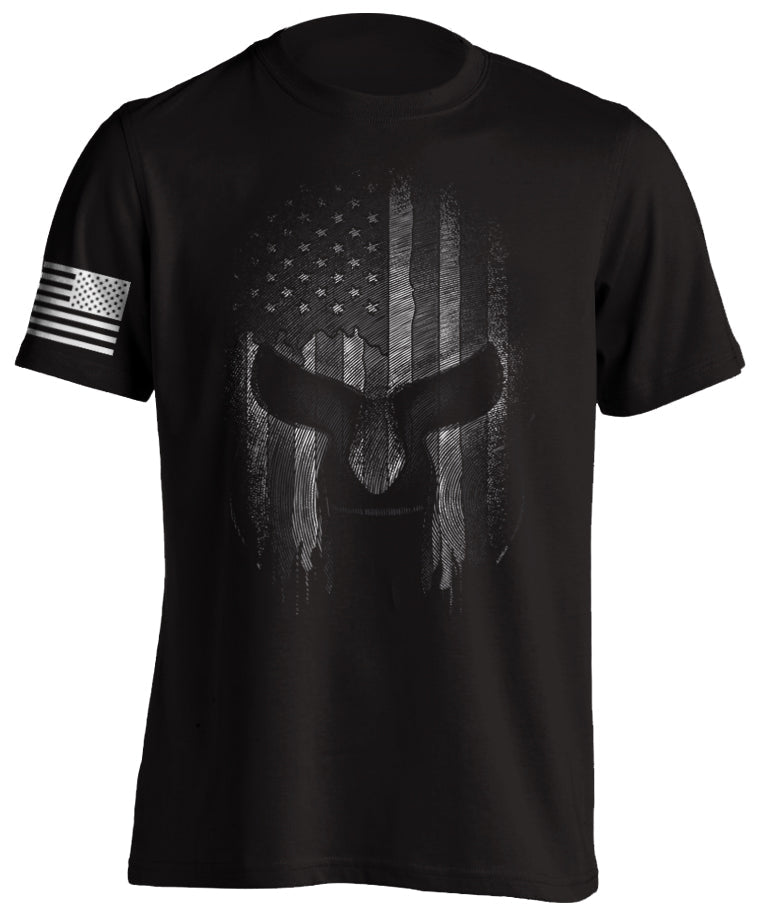 Spartan Warrior American Military Fighter Short-Sleeve T-Shirt Black and White Gym MMA Molon Labe Fitness Bodybuilding Tactical Grind