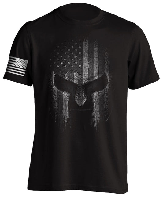 Spartan Warrior American Military Fighter Short-Sleeve T-Shirt Black and White Gym MMA Molon Labe Fitness Bodybuilding Tactical Grind