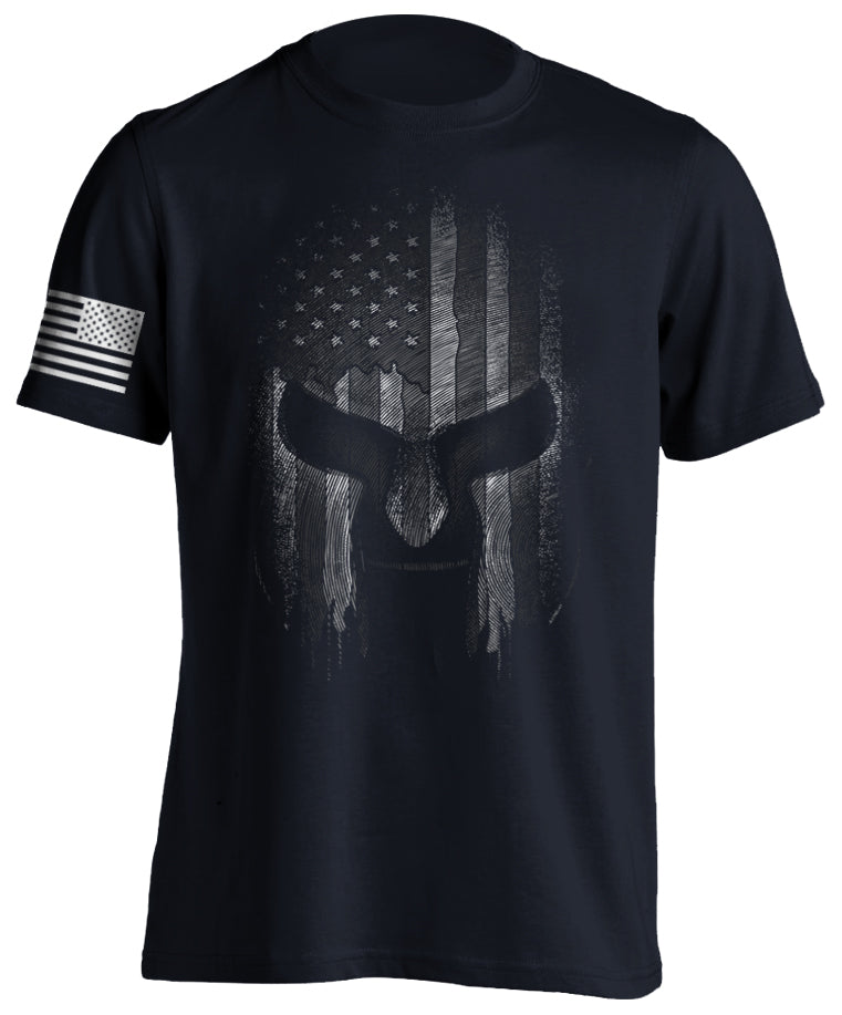 Spartan Warrior American Military Fighter Short-Sleeve T-Shirt Black and White Gym MMA Molon Labe Fitness Bodybuilding Tactical Grind