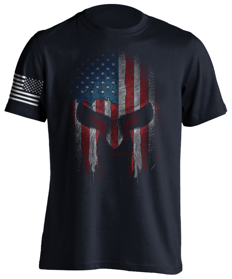 Spartan Warrior USA Flag Military MMA American Fighter Fitness Bodybuilder T-Shirt Best Seller Tactical Grind