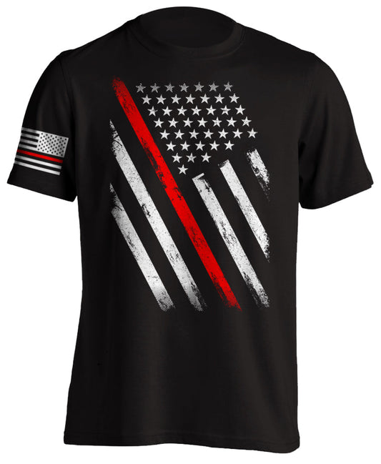 Thin Red Line American Firefighter US Flag Move Forward Patriotic Men's T-Shirt Tactical Grind