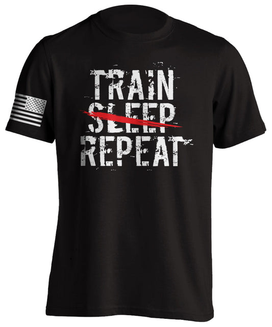 Train Sleep Repeat Fitness Bodybuilding Move Forward T-Shirt Training Motivational Tactical Grind