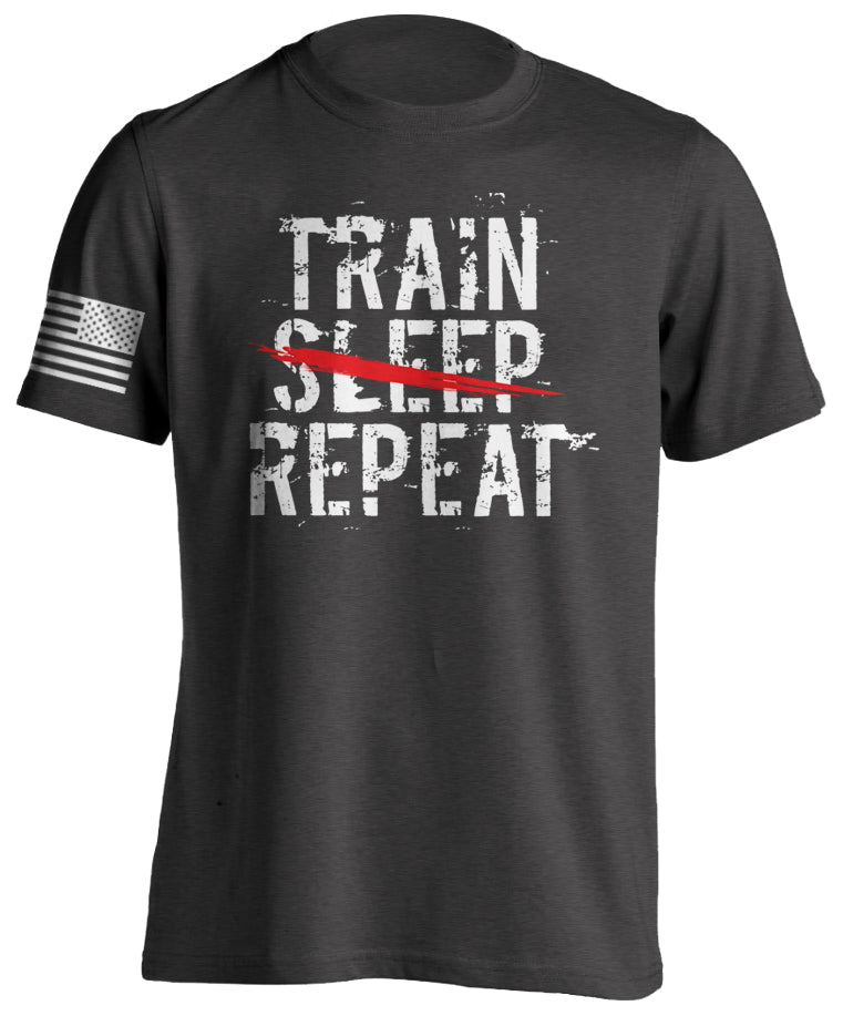 Train Sleep Repeat Fitness Bodybuilding Move Forward T-Shirt Training Motivational Tactical Grind