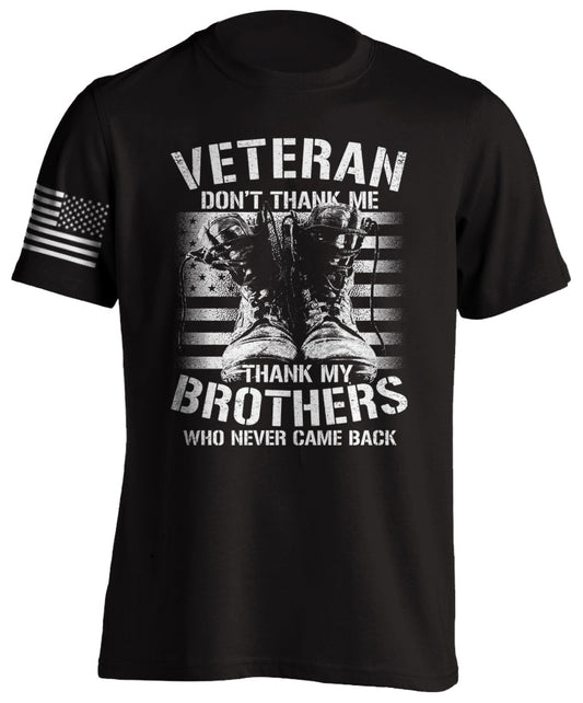 US Veteran Thank you T-Shirt USA Flag Patriotic Military Honor Tactical Grind