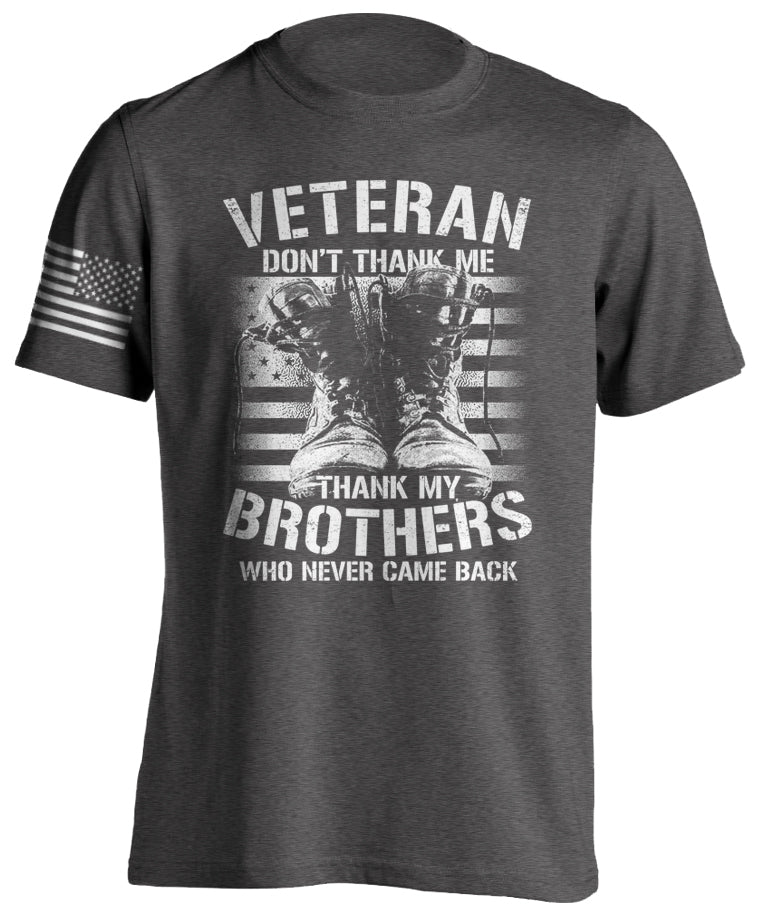 US Veteran Thank you T-Shirt USA Flag Patriotic Military Honor Tactical Grind